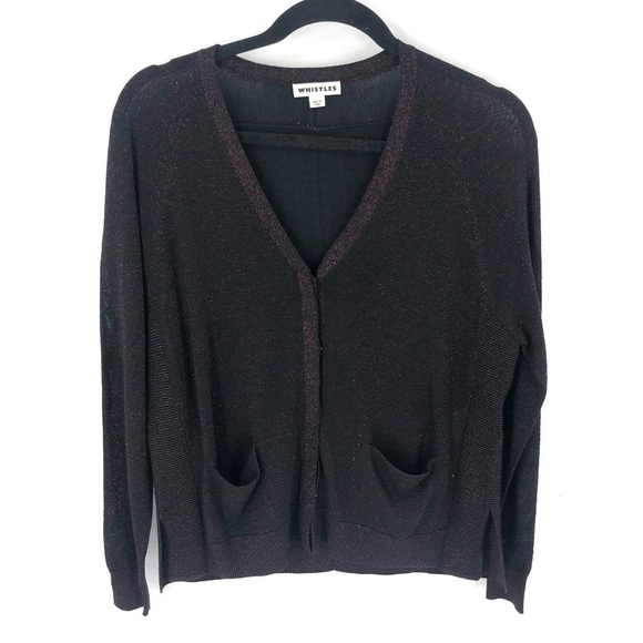 Whistles Metallic Cardigan Sweater Slub Pocket V-Neck Size XS - Picture 1 of 10